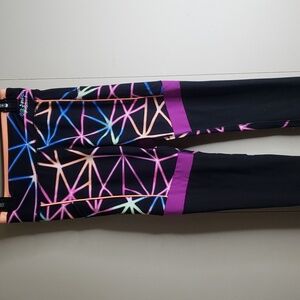 Girls Justice Sport Neon Black Leggings Medium